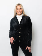 SnoSkins Plush Microfleece Cardigan Women's Black