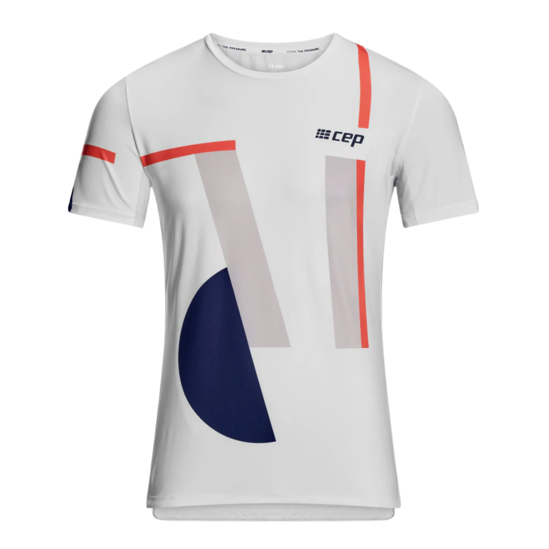 CEP The Run Short Sleeve Shirt Men's White Geometric