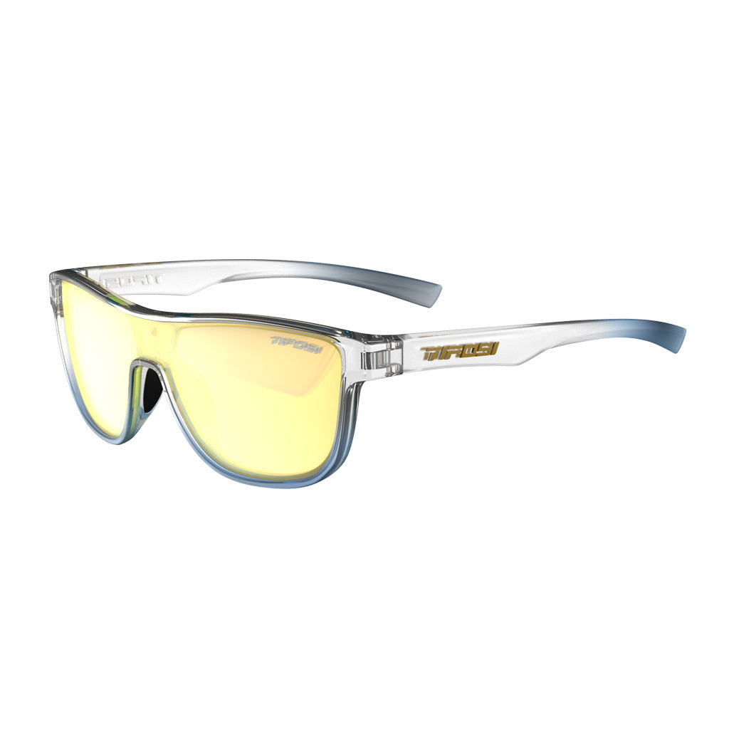 Tifosi Sizzle Sunglasses. Clear Frames. Yellow Lenses. Lateral view.