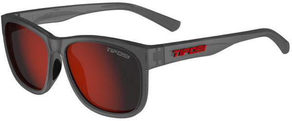 Tifosi Swank XL Sunglasses. Grey Frames. Red Lenses. Lateral view.
