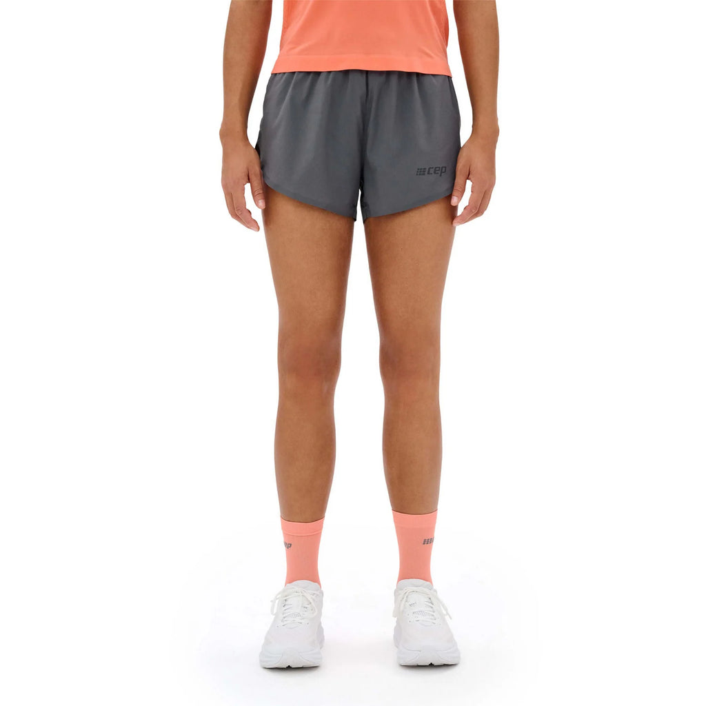 Women's CEP Ultralight Shorts. Grey. Front view.