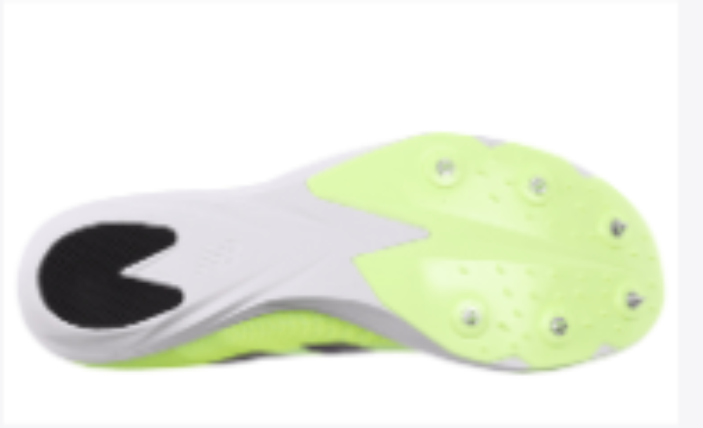 Unisex New Balance FuelCell Flite S. Neon Yellow upper. White midsole. Bottom view.