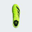 Unisex Adidas DistanceStar. Neon yellow upper. White midsole. Top view.