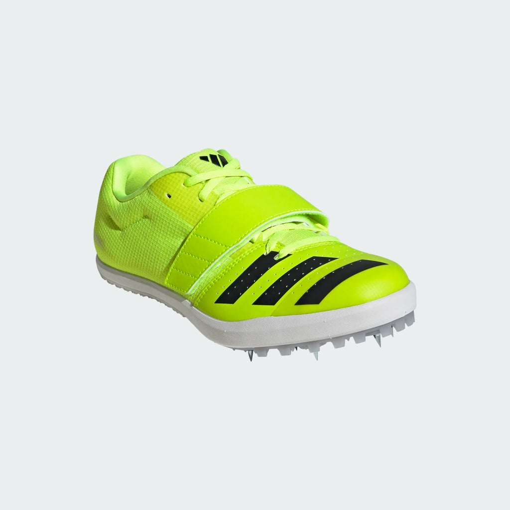 Unisex Adidas Jumpstar. Neon yellow upper. White midsole. Lateral view.