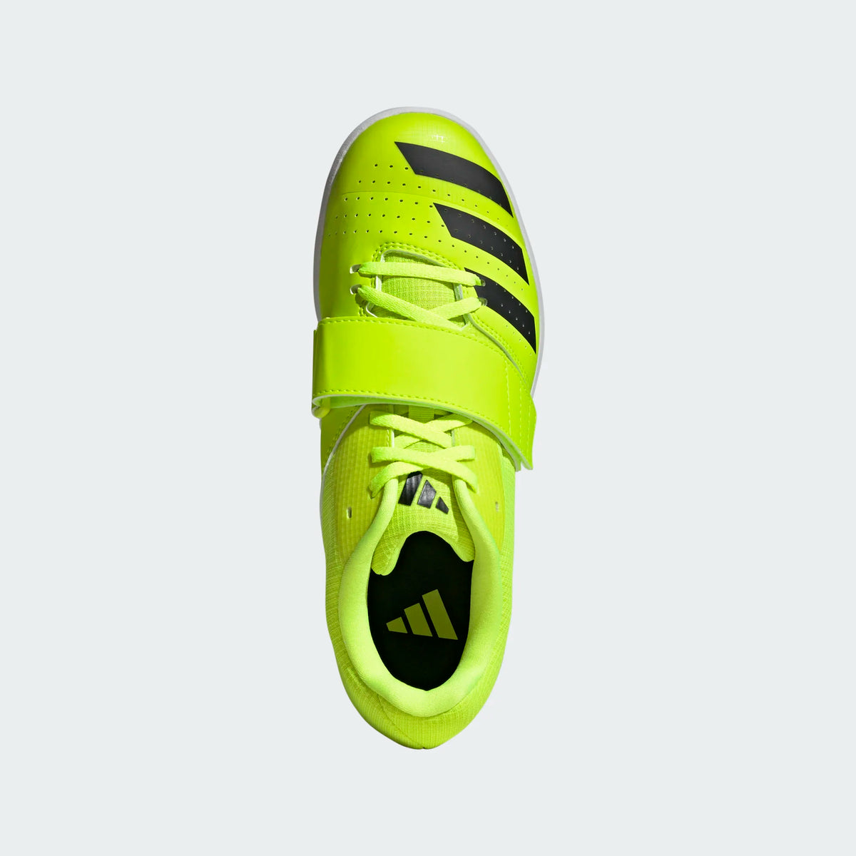 Unisex Adidas Jumpstar. Neon yellow upper. White midsole. Top view.