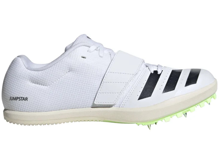 white sneaker with black stripes. lateral view.