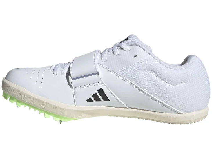 white sneaker with adidas logo. medial view.