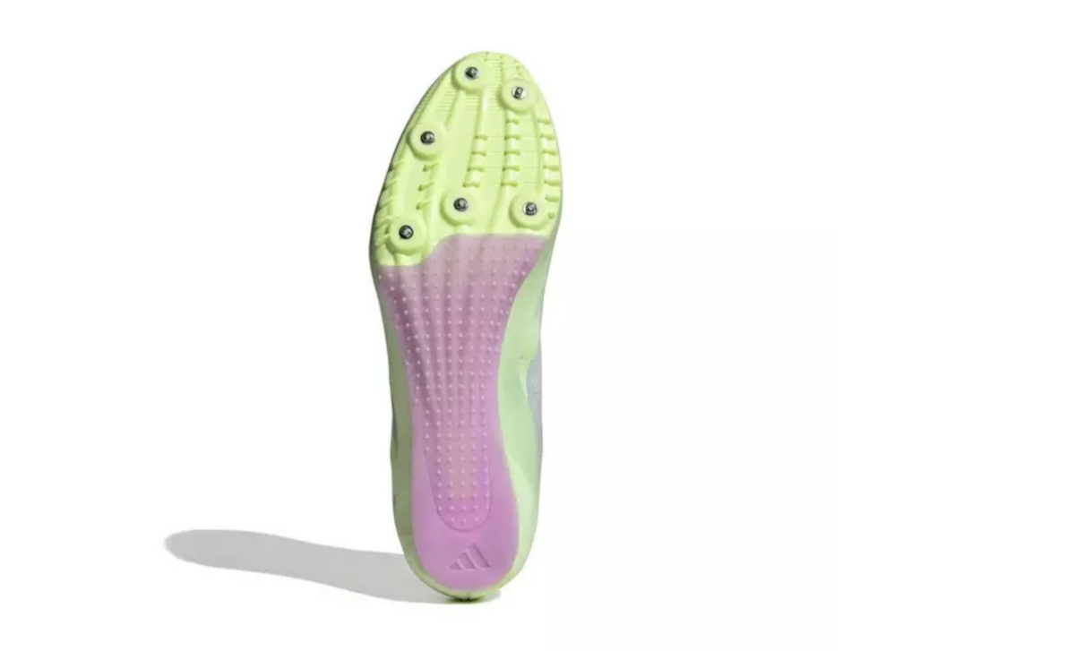 Unisex Adidas SprintStar in White/Core Black/Green Spark - outsole view