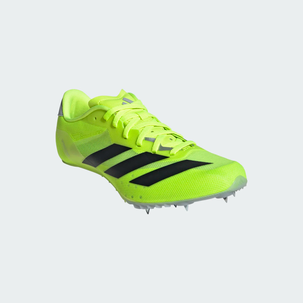 Unisex Adidas Sprintstar. Neon yellow upper. Neon yellow midsole. Lateral view.