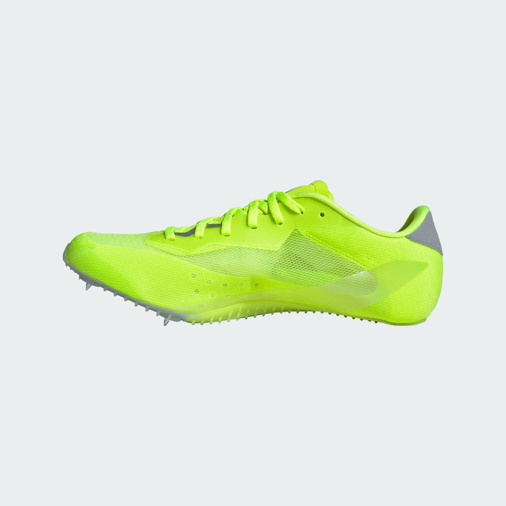 Unisex Adidas Sprintstar. Neon yellow upper. Neon yellow midsole. Medial view.