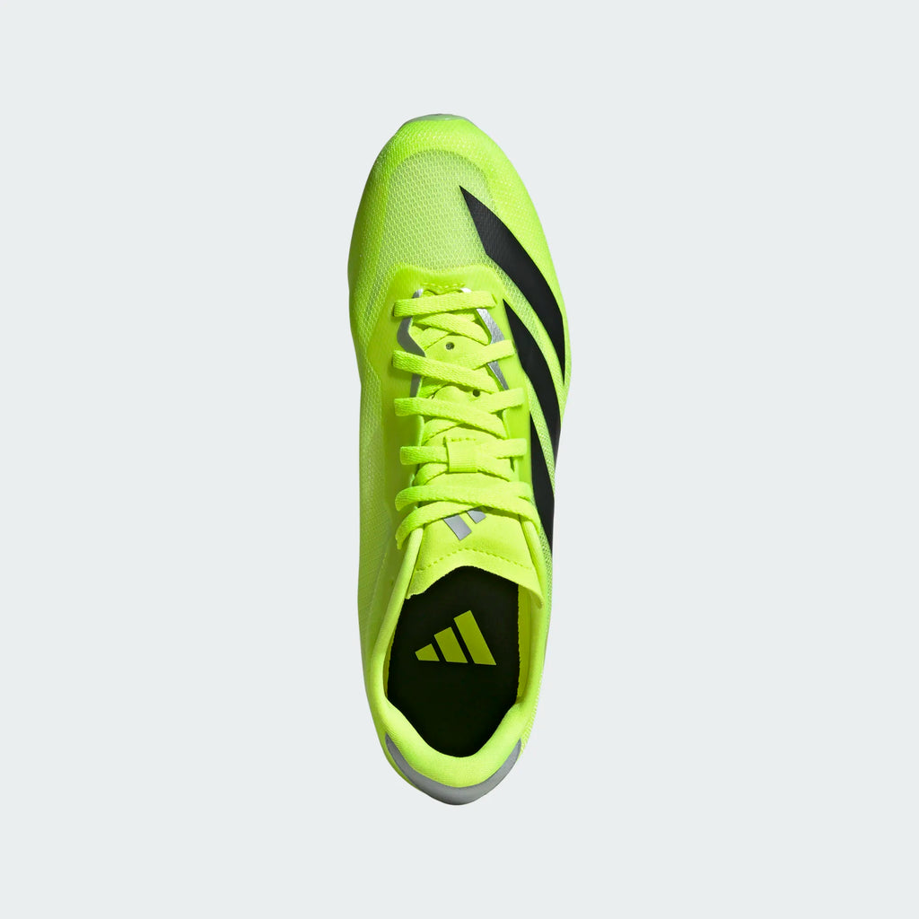 Unisex Adidas Sprintstar. Neon yellow upper. Neon yellow midsole. Top view.