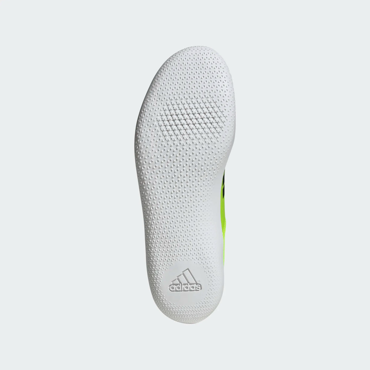 Unisex Adidas ThrowStar in Lucid Lemon/Core Black/Halo Silver, outsole view.