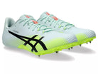Unisex Asics Hyper Sprint 8. Green upper. Lateral view.