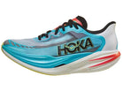 Unisex Hoka Cielo X1 2.0. Teal upper. White midsole. Lateral view.