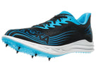 HOKA Crescendo MD 2 unisex track spike in Black/Skyward Blue, lateral view
