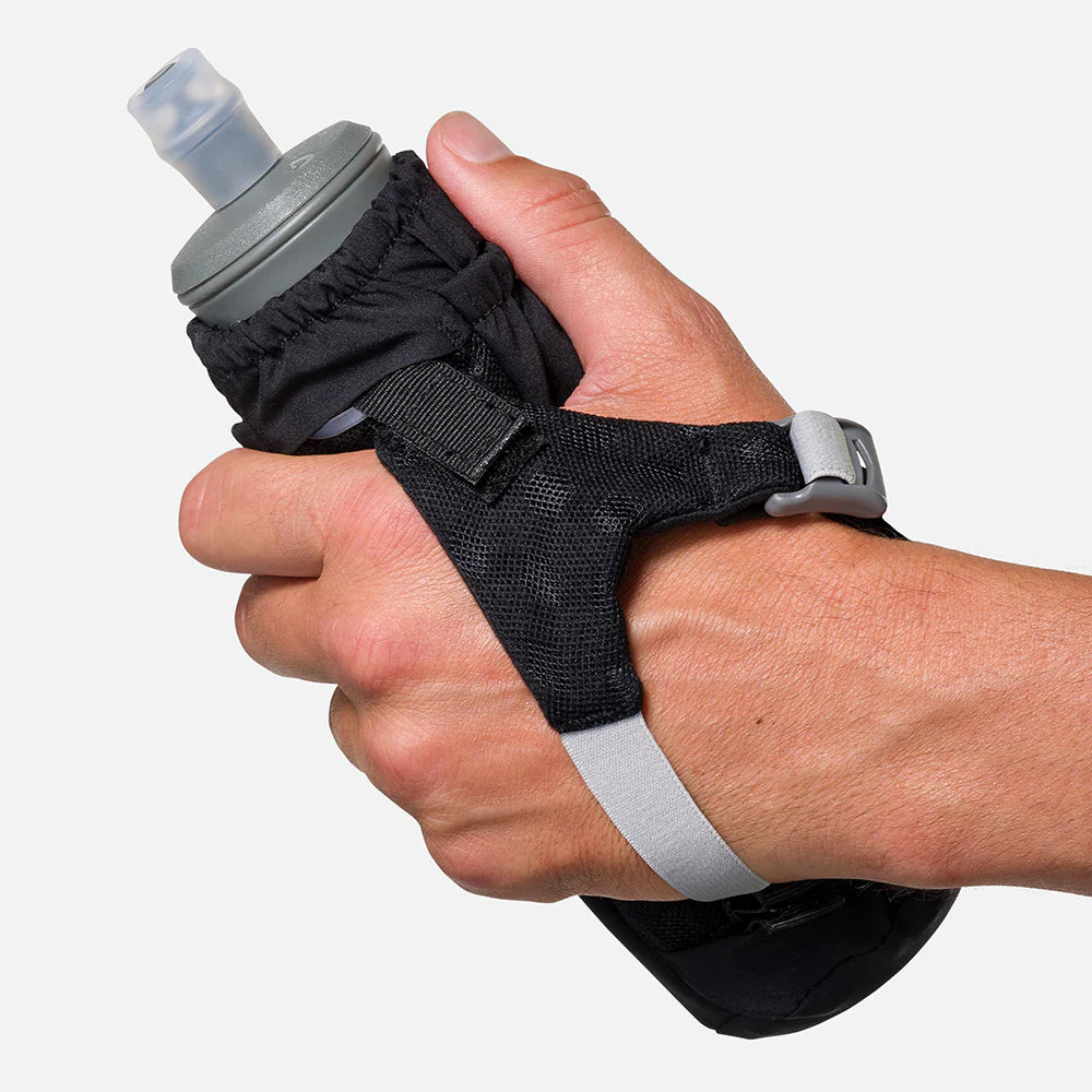 Unisex Nathan Pinnacle Soft Flask Handheld 14oz. Black. Back view.