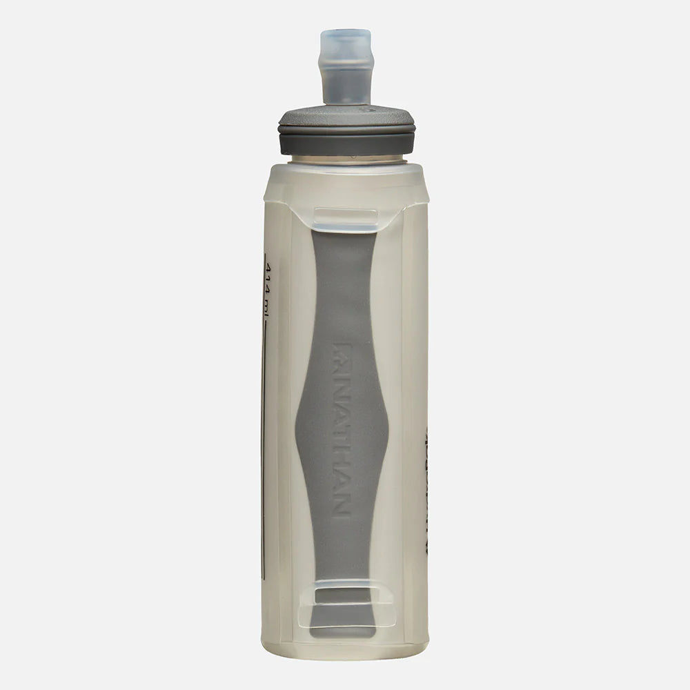 Unisex Nathan Pinnacle Soft Flask Handheld 14oz Bottle. Grey.