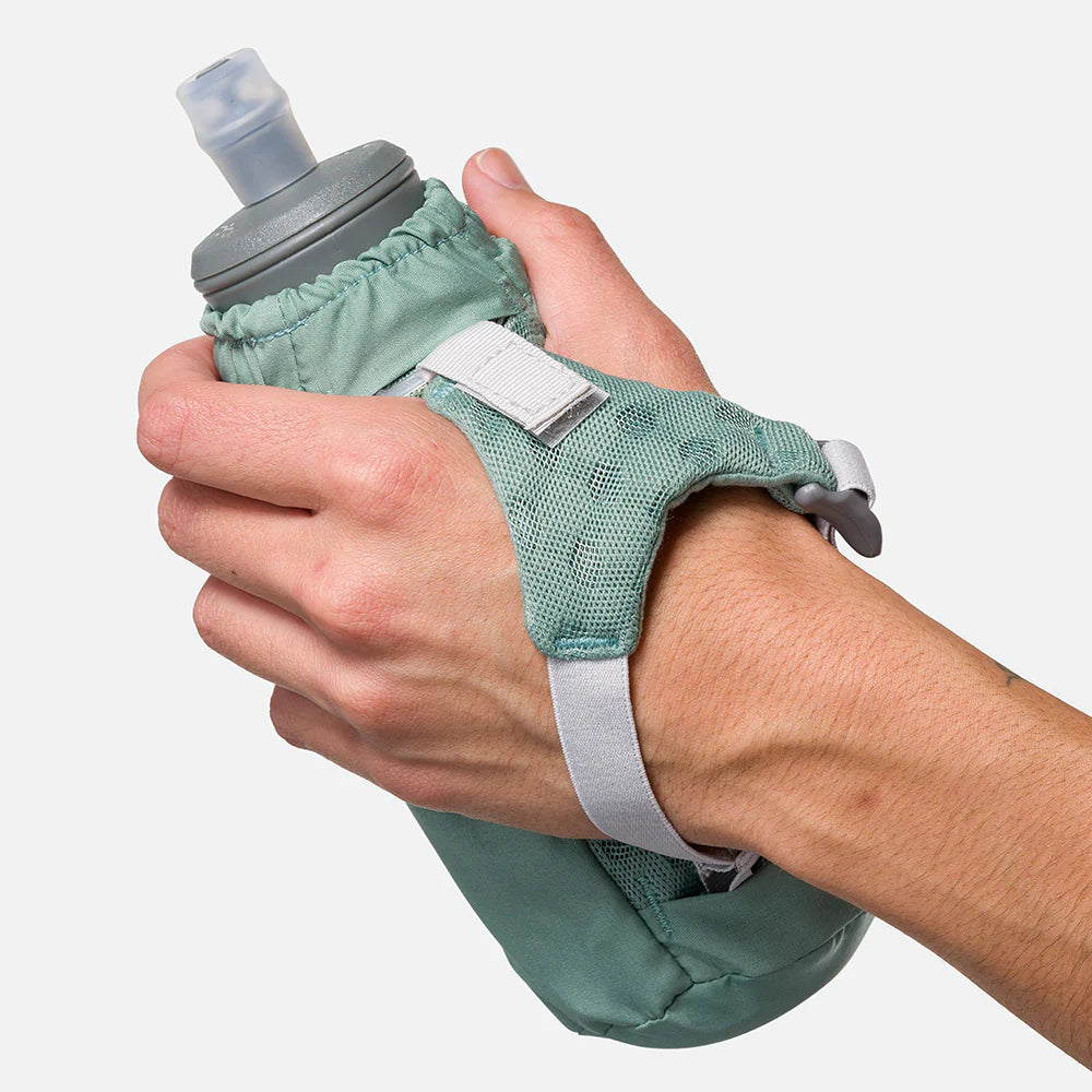 Unisex Nathan Pinnacle Soft Flask Handheld 14oz. Green. Back view.