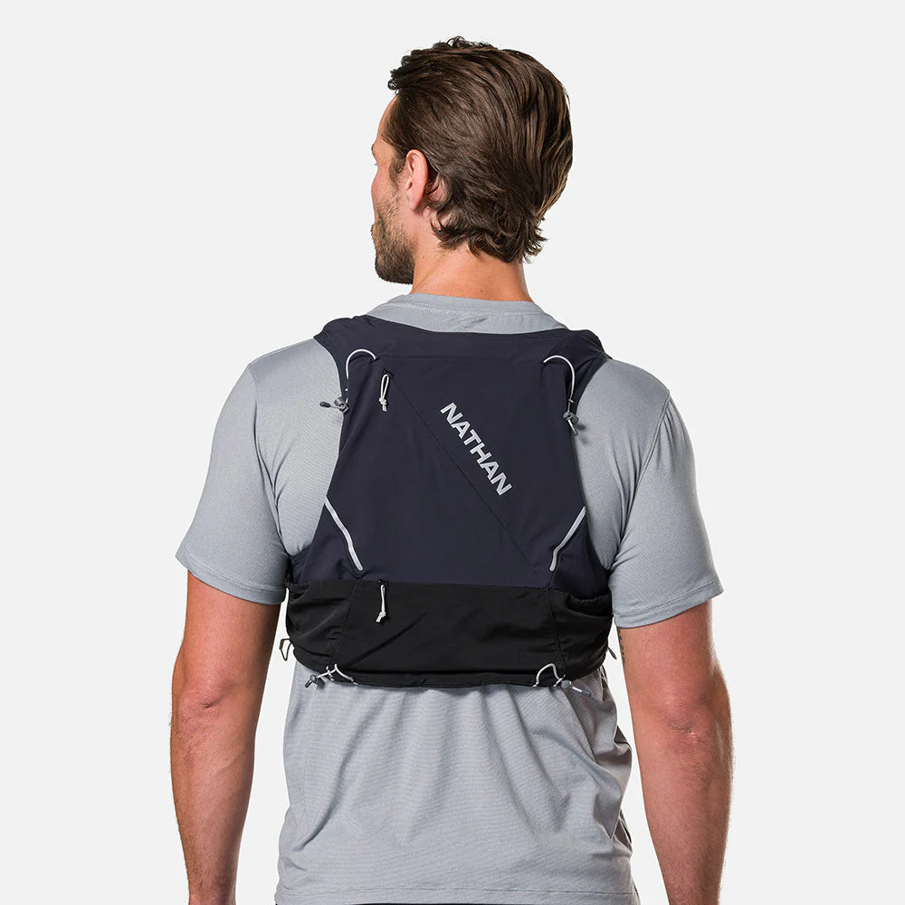 Unisex Nathan Pinnacle Pro 12 Liter Hydration Vest. Black. Back view.