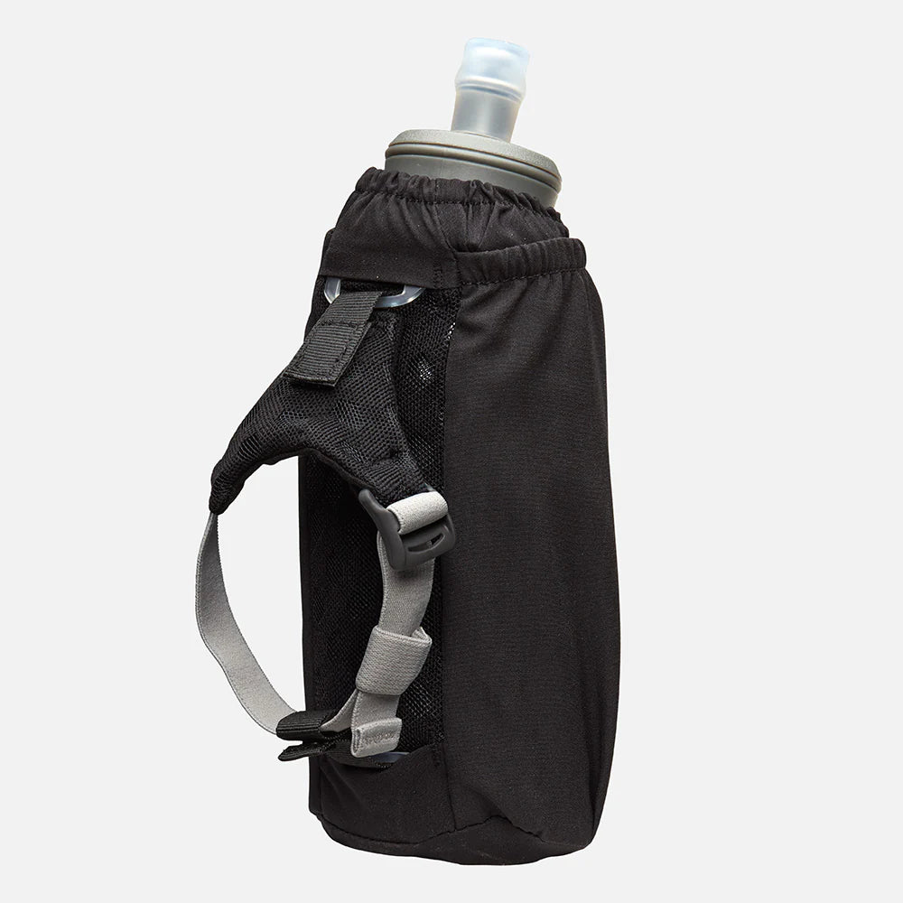 Unisex Nathan Pinnacle Soft Flask Insulated Handheld 18oz. Black. Back view.