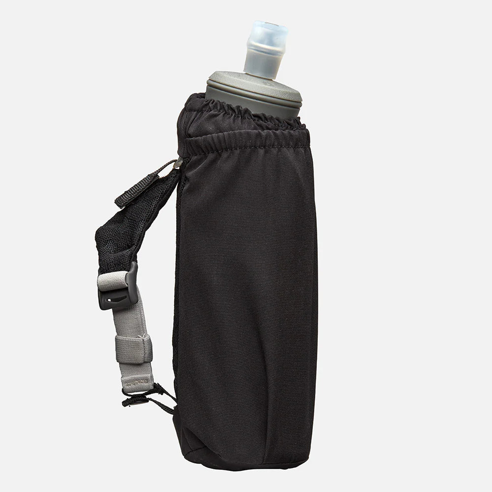 Unisex Nathan Pinnacle Soft Flask Insulated Handheld 18oz. Black. Side view.