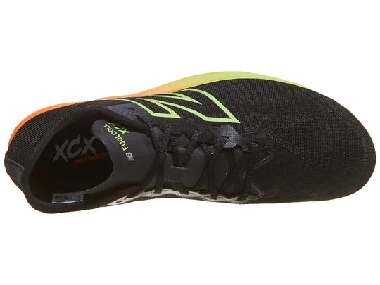 Unisex New Balance FuelCell SuperComp XC-X in Black/Bleached Lime Glo — top view