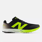 New Balance FuelCell X-7 v5. Black upper. Green/White midsole. Lateral view.