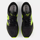New Balance FuelCell X-7 v5. Black upper. Green/White midsole. Top view.
