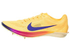 Nike ZoomX Dragonfly 2. Yellow upper. Pink midsole. Lateral view.