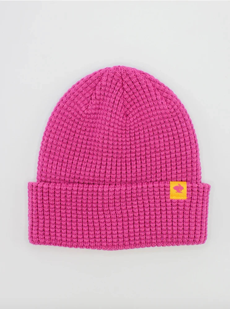 rabbit Waffle Beanie in Cactus Flower pink.