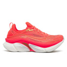 Saucony Endorphin Elite 3. Red upper. White midsole. Lateral view.