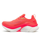 Saucony Endorphin Elite 3. Red upper. White midsole. Medial view.