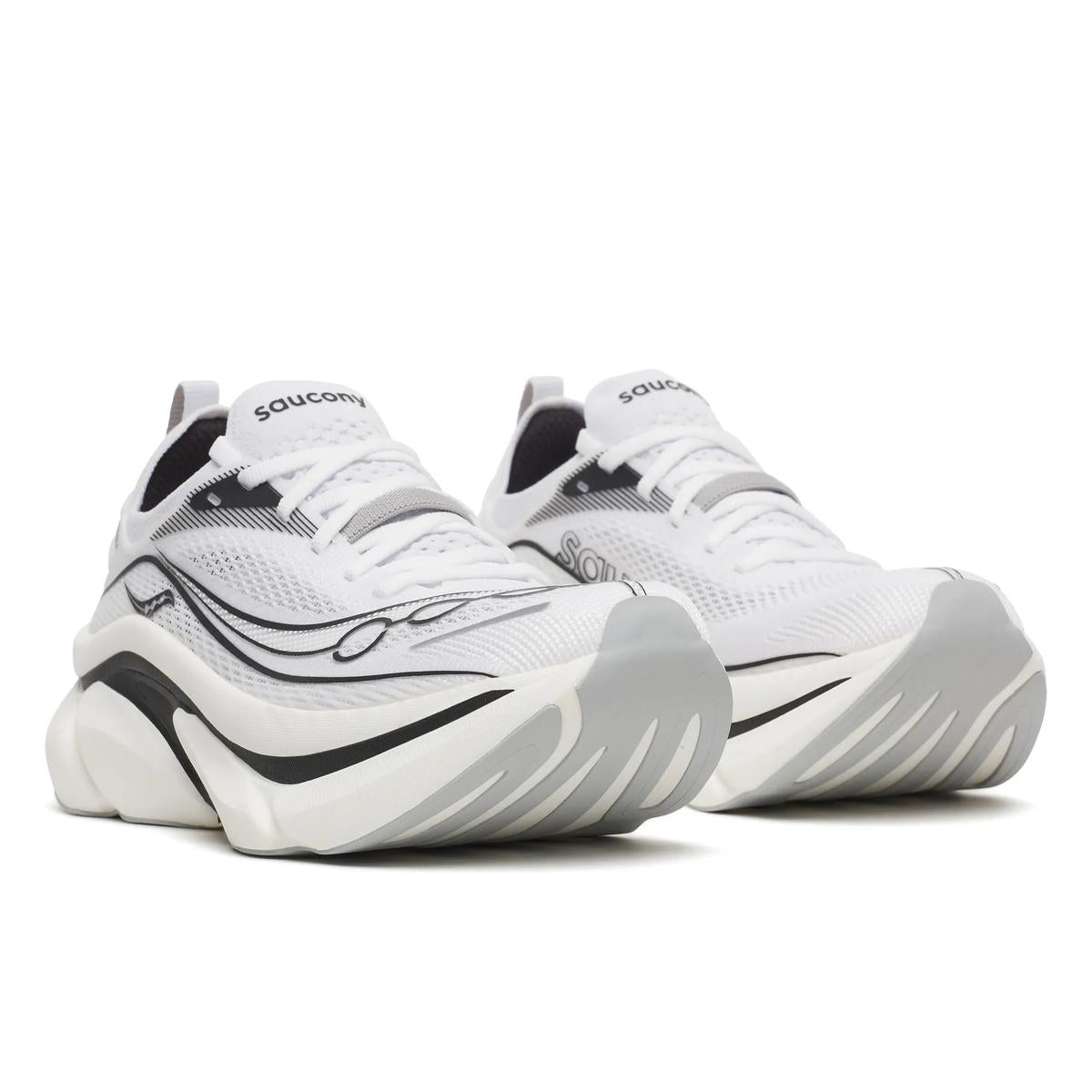 Saucony Endorphin Elite 3. White upper. White midsole. Lateral view.