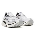 Saucony Endorphin Elite 3. White upper. White midsole. Lateral view.