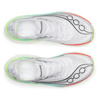 Saucony Endorphin Elite 3. White upper. White midsole. Top view.