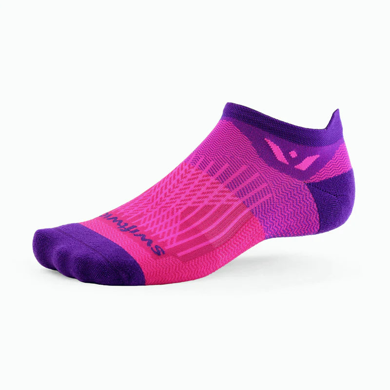Unisex Swiftwick Aspire Zero Tab. Purple. Lateral view.