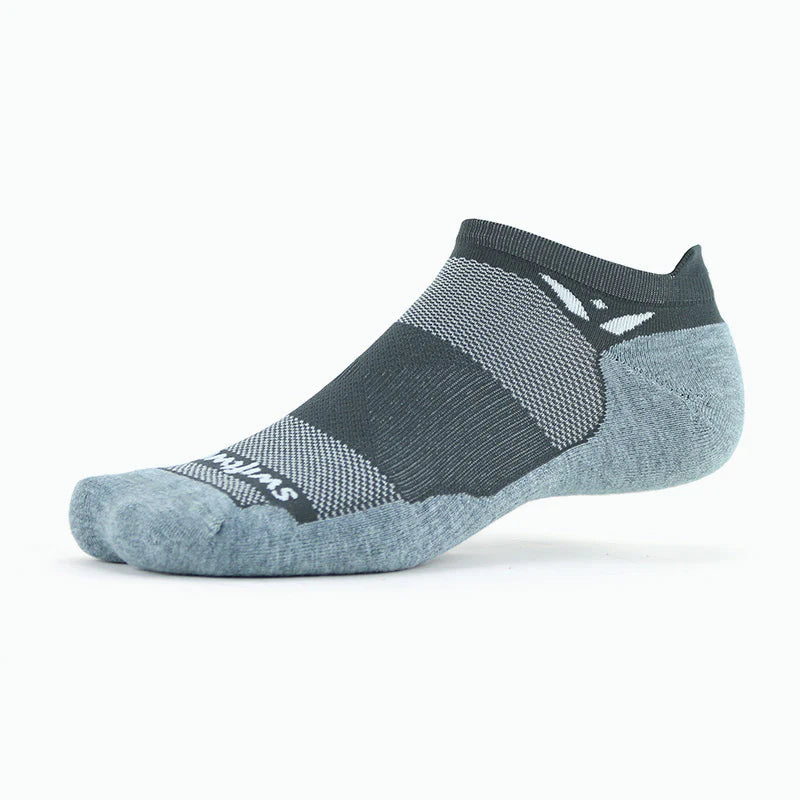 Unisex Swiftwick Maxus. Grey. Lateral view.