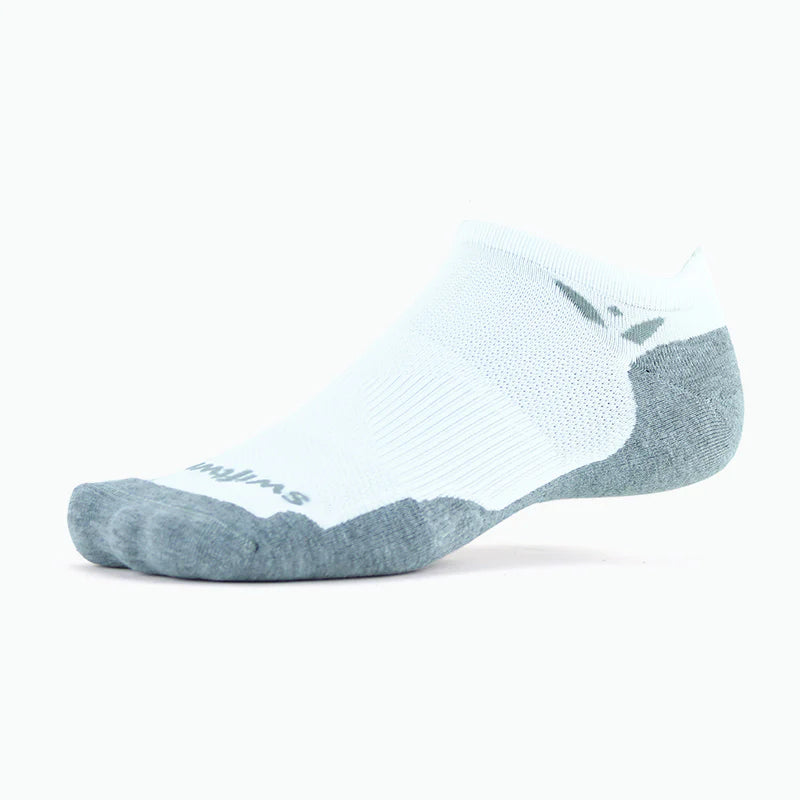 Unisex Swiftwick Maxus. White. Lateral view.
