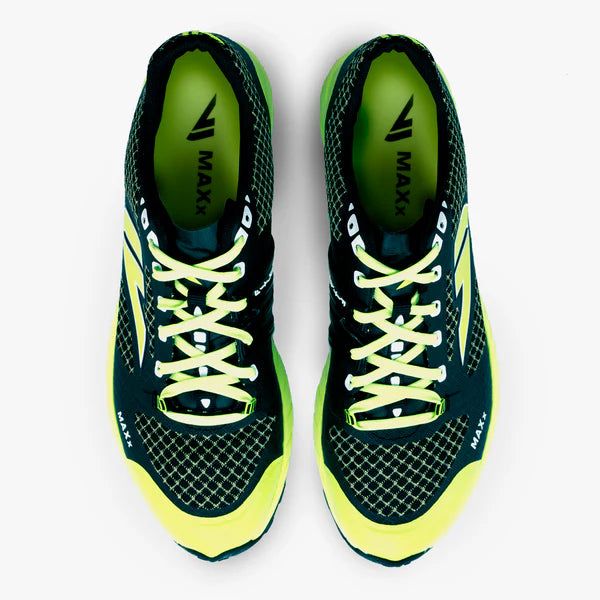 Men's VJ Maxx. Black upper. Yellow midsole. Top view.