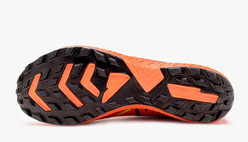 Men's VJ Spark. Orange upper. Orange midsole. Bottom view.
