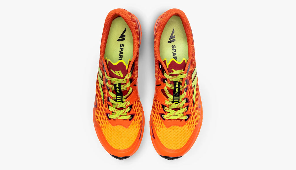 Men's VJ Spark. Orange upper. Orange midsole. Top view.