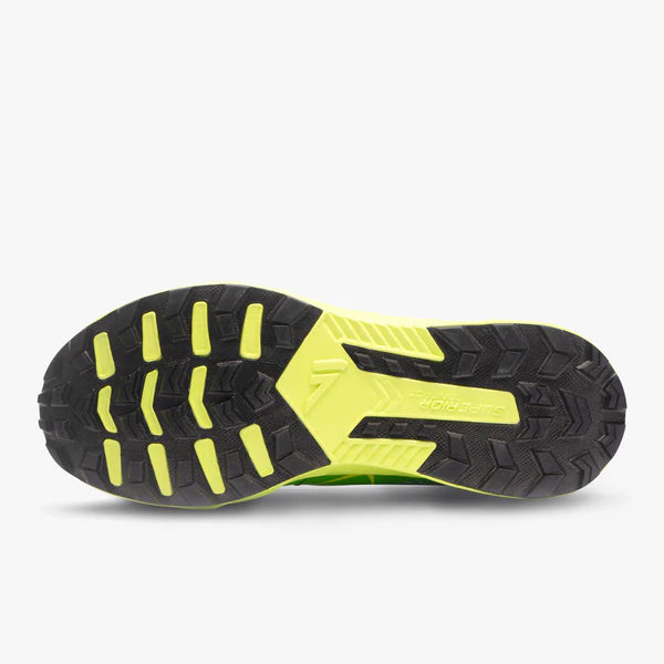 Men's VJ Ultra 2. Green upper. Yellow midsole. Bottom view.