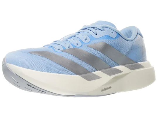 Women's Adidas Adizero SL. Light Blue upper. White midsole. Lateral view.