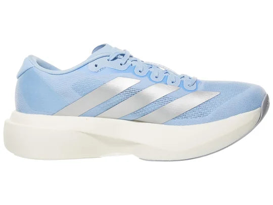 Women's Adidas Adizero SL. Light Blue upper. White midsole. Medial view.