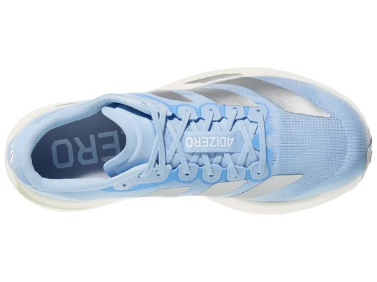 Women's Adidas Adizero SL. Light Blue upper. White midsole. Top view.