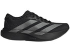 Women's Adidas Adizero Evo SL Woven. Black upper. Black midsole. Lateral view.