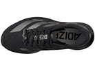 Women's Adidas Adizero Evo SL Woven. Black upper. Black midsole. Top view.