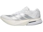 Women's Adidas Boston 13. White upper. White midsole. Lateral view.
