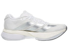 Women's Adidas Boston 13. White upper. White midsole. Medial view.