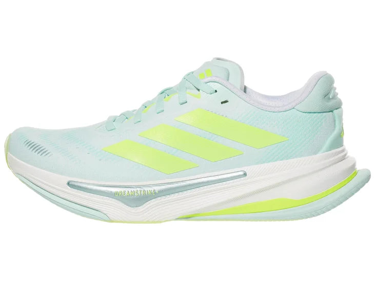 Women's Adidas Supernova Prima. Light Blue upper. White midsole. Lateral view.
